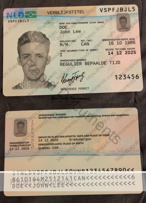 Residence permit card Netherlands
