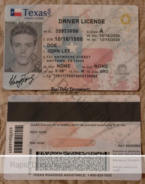 USA Texas Driver License (Rev. 2020)